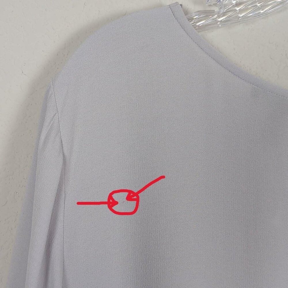 Eileen Fisher Blouse Womens Large Gray Silk Bell Sleeve Round Neck Tunic Top - Picture 16 of 16